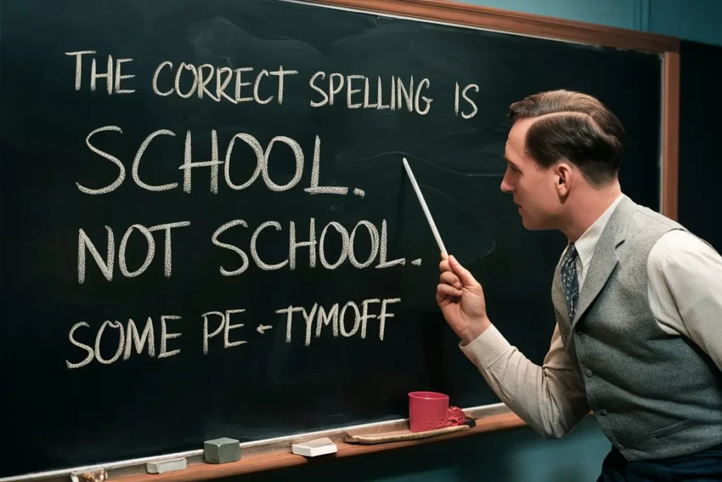 the correct spelling is school not school. some pe - tymoff